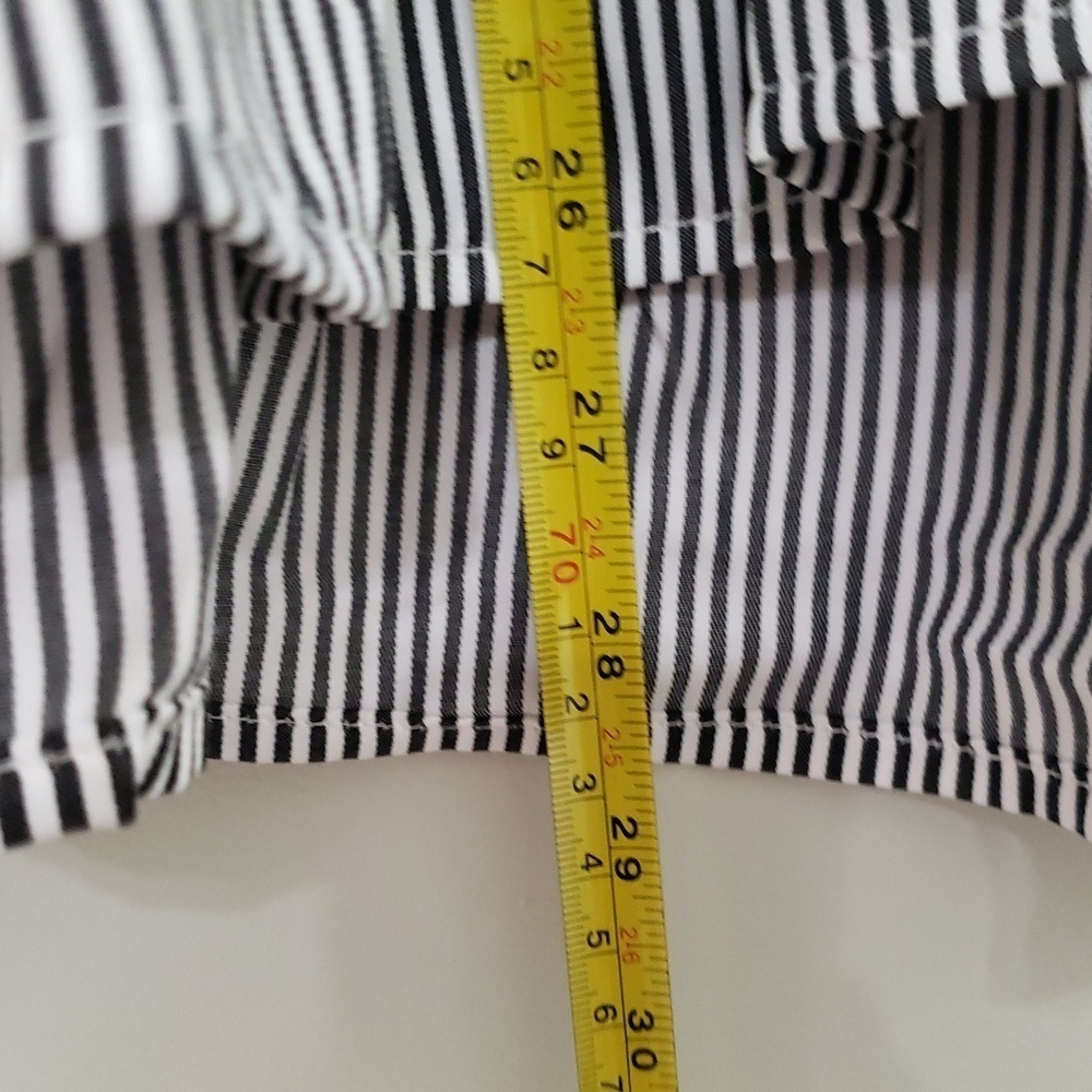 Dance & Marvel Midi Skirt Medium Black White Stripe Floral Ruffle Embroidered - Picture 9 of 16